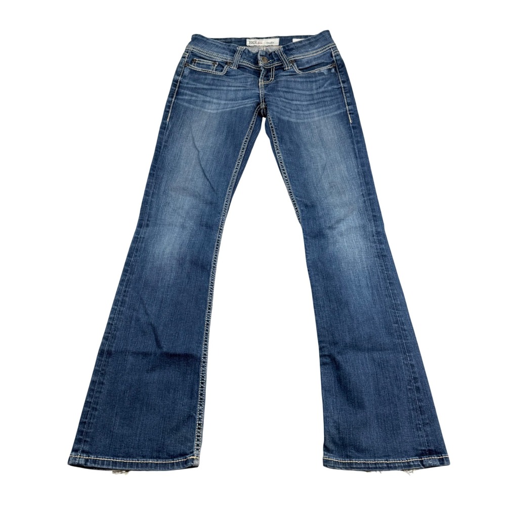 BKE Stella Bootcut Jeans Womens 26R Medium Wash Distressed BPL1402 Low Rise